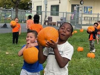 Student at Village school Pumpkin Patch