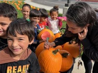 Student at Village school Pumpkin Patch